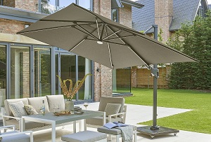 Royce Ambassador 3m Square Parasol w/ LEDs - Carbon | Local Delivery Only